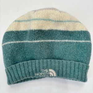 The North Face Green White Wool Angora Preppy Warm Hat Beanie
